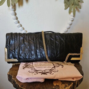 Juicy Couture Black Dressy Formal Wide Leather Ribbed Crossbody Dust Cover